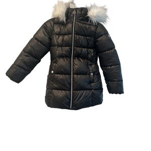 Michael Kors Black Puffer Coat with Faux Fur Hood Medium